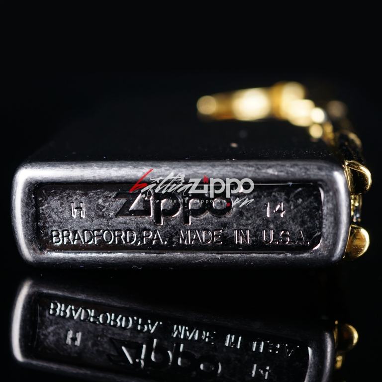 Bật lửa Chính hãng Zippo Hàn Quốc phiên bản của hoa mạ vàng cát đen chết Skull