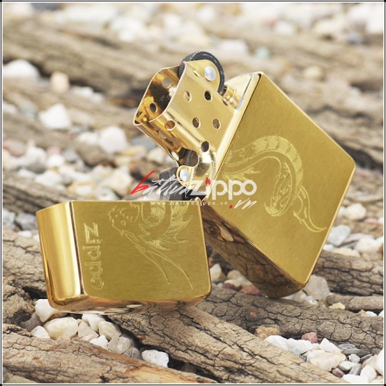 Bật lửa Zippo chính hãng đồng khắc rồng mẫu 008