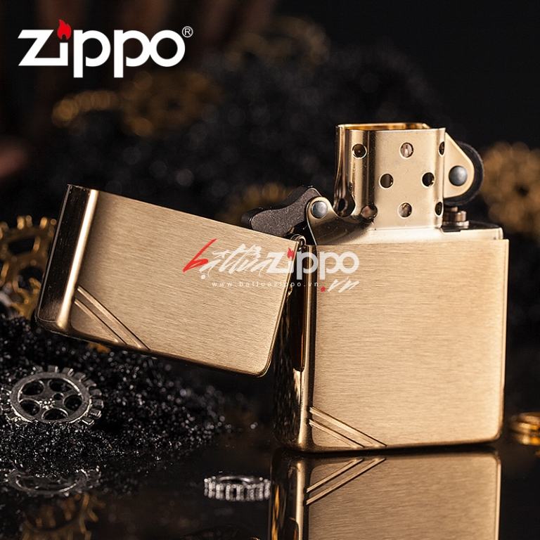 Bật Lửa Zippo 1937 Vàng Chặt Góc Xước Ngang - SKU 240 – Zippo Vintage Brushed Brass