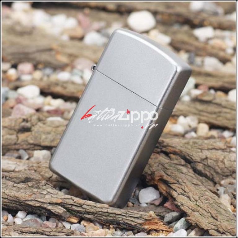 Bật Lửa Zippo Bản Nhỏ Mạ Chorme Ánh Satin - SKU 1605 – Zippo Slim Satin Chrome