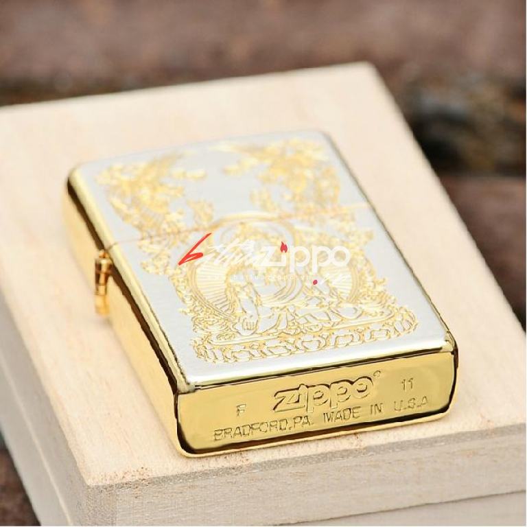 Bật lửa zippo chính hãng mạ vàng đức phật Thích Ca Mâu Ni Ver 1