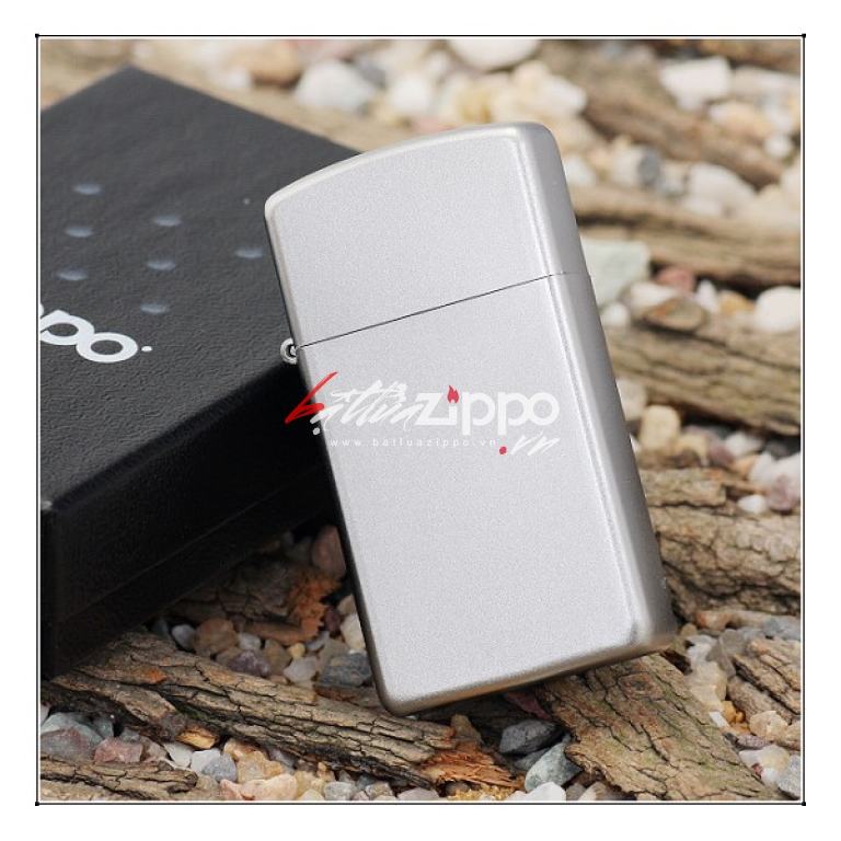 Bật Lửa Zippo Bản Nhỏ Mạ Chorme Ánh Satin - SKU 1605 – Zippo Slim Satin Chrome