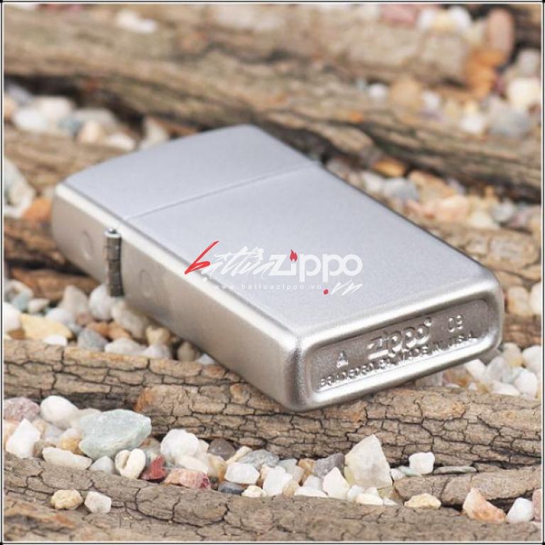 Bật Lửa Zippo Bản Nhỏ Mạ Chorme Ánh Satin - SKU 1605 – Zippo Slim Satin Chrome