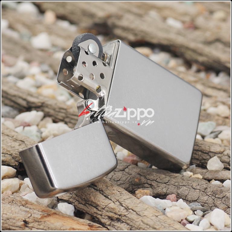 Bật Lửa Zippo Bản Nhỏ Mạ Chrome Xước Bụi - SKU 1607 – Zippo Slim Street Chrome