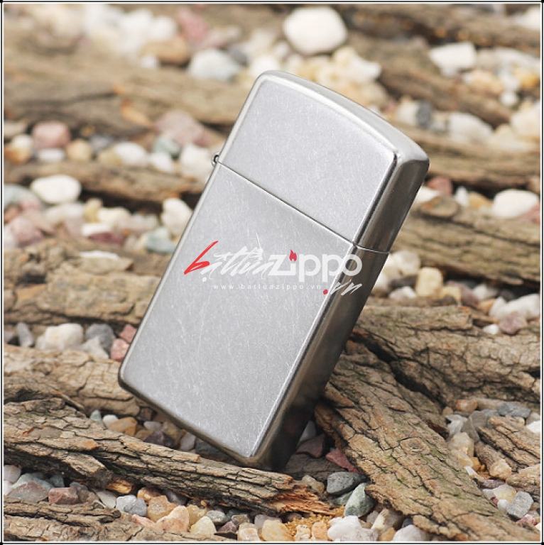 Bật Lửa Zippo Bản Nhỏ Mạ Chrome Xước Bụi - SKU 1607 – Zippo Slim Street Chrome