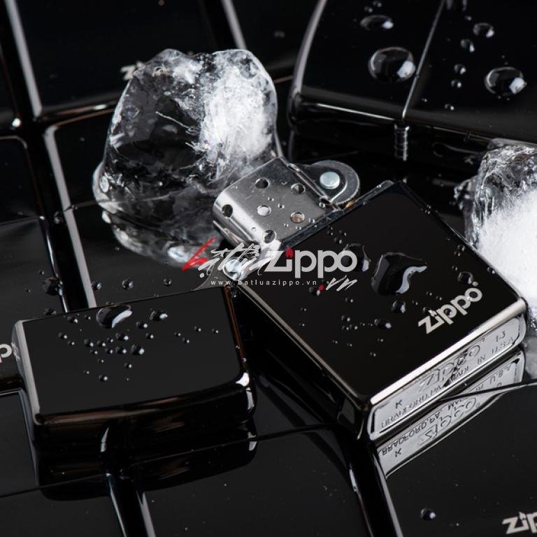 Bật Lửa Zippo Phủ Bóng Màu Đen Mun - Logo Zippo SKU 24756ZL – Zippo Ebony with Zippo Logo