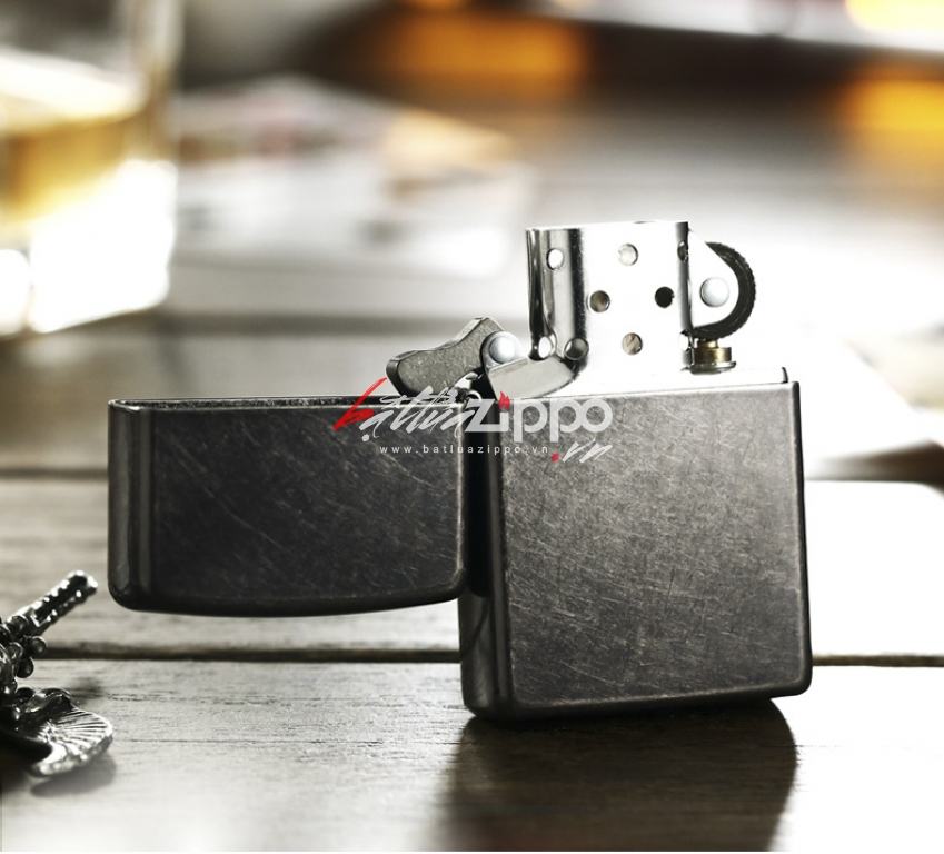 Bật Lửa Zippo Sơn Màu Đen Xám Đá - SKU 28378 – Zippo Regular Gray Dusk