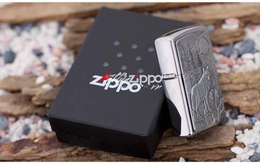 Bật lửa zippo khắc nổi hình sói