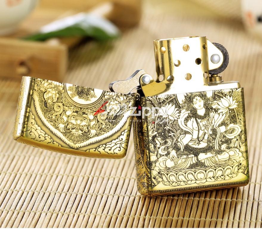 Bật lửa Zippo chính hãng đồng khắc đức Phật tinh tế