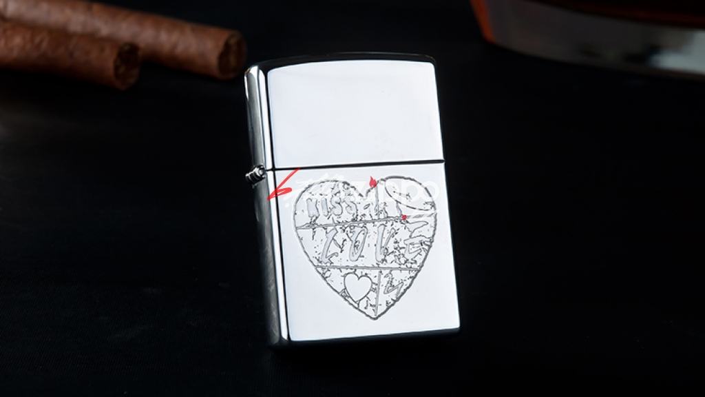 Bật lửa zippo chính hãng khắc trái tim Love
