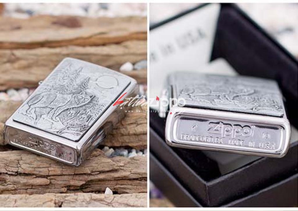 Bật lửa zippo khắc nổi hình sói
