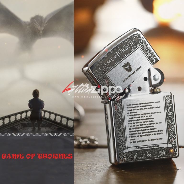 Bật lửa Zippo chính hãng màu bạc phiên bản Game of Thornes