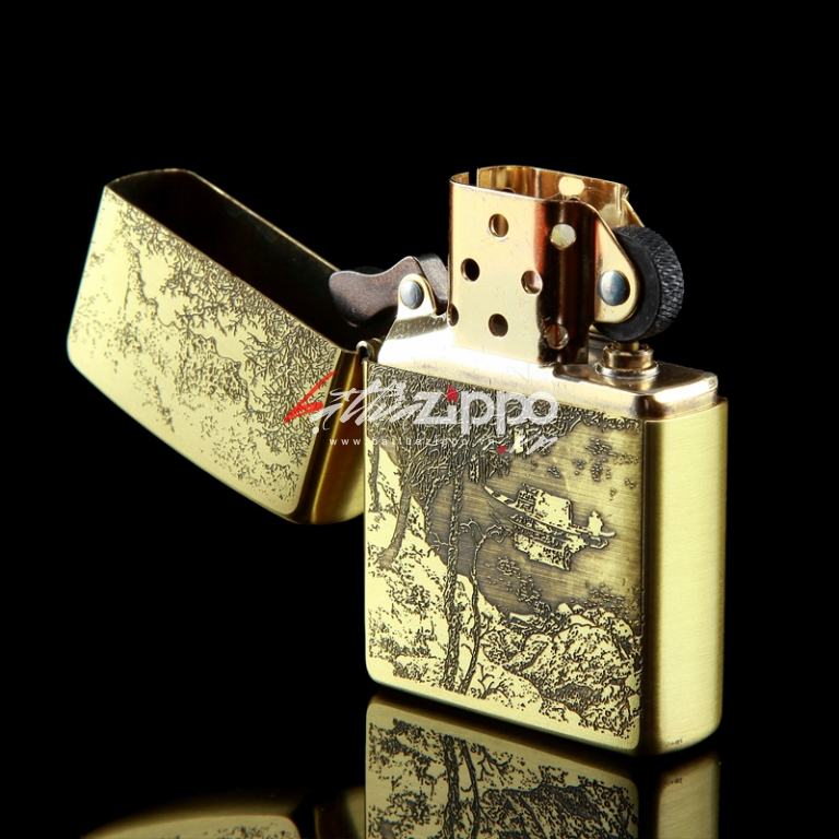 Bật lửa Zippo chính hãng đồng khắc Bức tranh mua thu