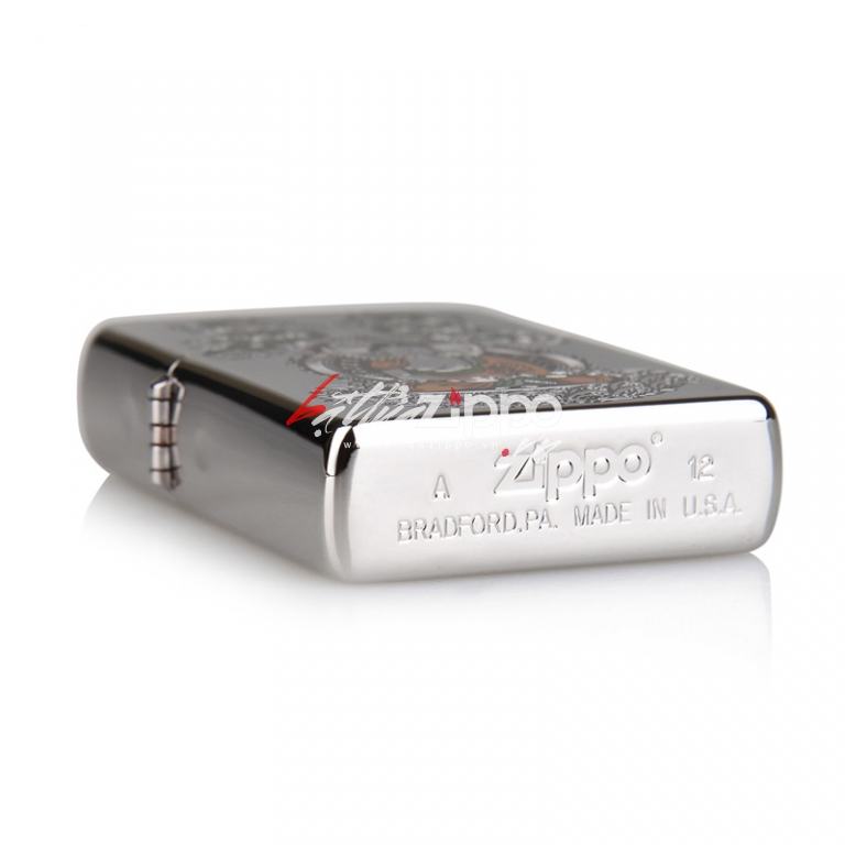 Bật lửa zippo mạ bạc khắc hình phật thích ca