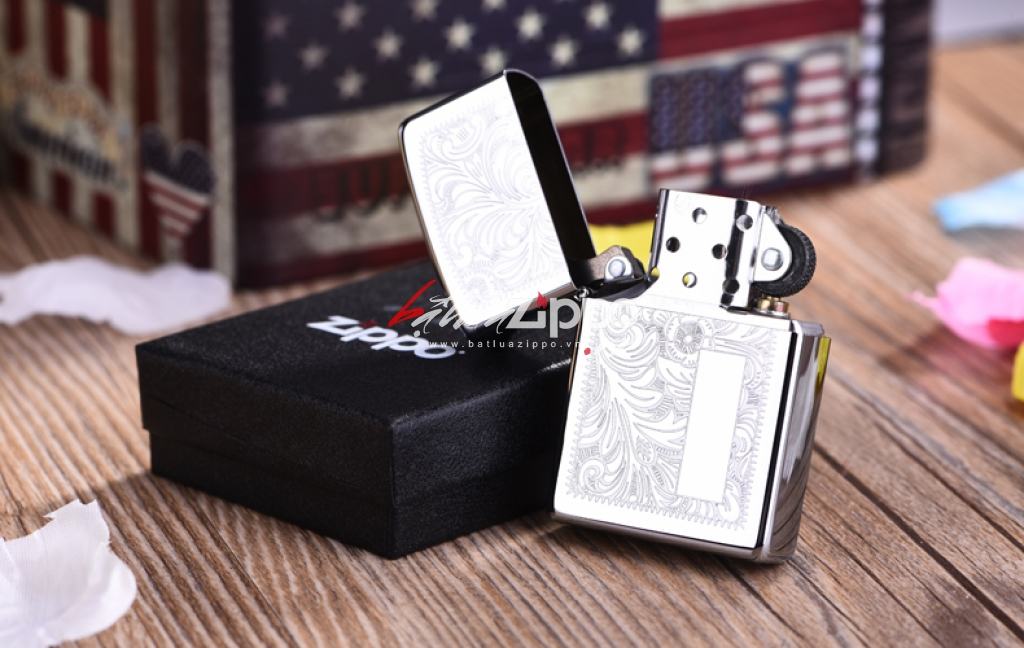 Bật Lửa Zippo Mạ Chrome Hoa Văn Ý - Sku 352 – Zippo Venetian Chrome