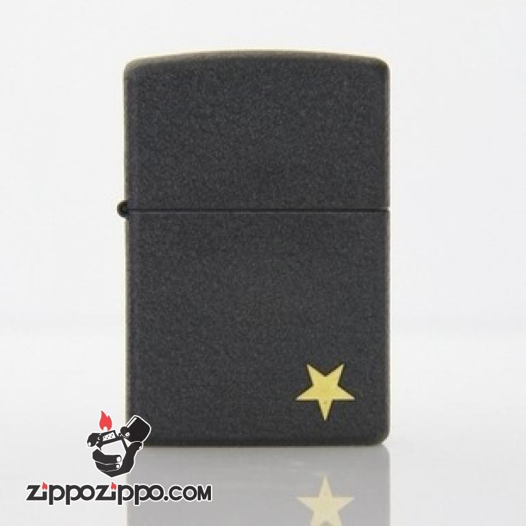 Bật lửa Zippo đen nứt in hình ngôi sao năm cánh