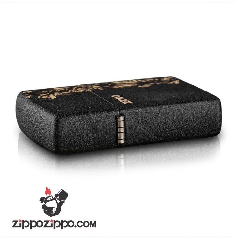 Bật lửa Zippo phiên bản Original đen nứt in hoa văn