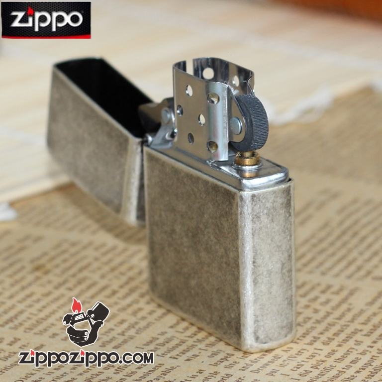 Bật Lửa Zippo Vỏ Dày Mạ Chrome Màu Bạc Giả Cổ - SKU 28973 – Zippo Armor Antique Silver Plate