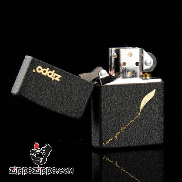 Bật lửa Zippo phiên bản đen nứt in I love you forever