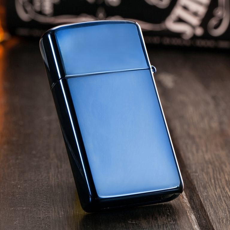 Bật Lửa Zippo Bản Nhỏ Phủ Bóng Màu Xanh Ngọc - Logo Zippo SKU 20494ZL – Zippo Slim Sapphire Zippo Logo