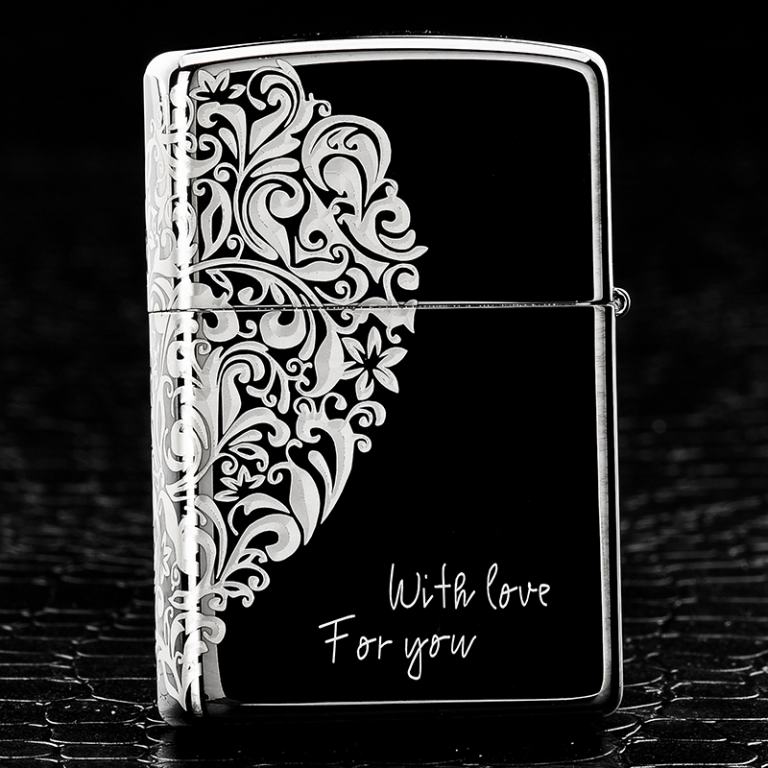 Bật lửa Zippo đen bóng phiên bản Windproof Arabesque