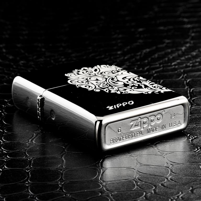Bật lửa Zippo đen bóng phiên bản Windproof Arabesque