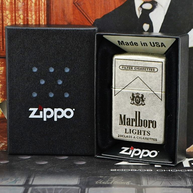Bật lửa Zippo cổ bạc phiên bản Marlboro Light