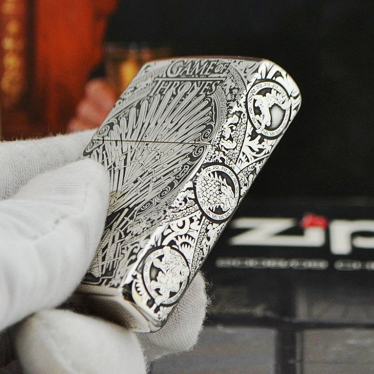 Bật lửa Zippo Bạc nguyên khối Game of Thrones Bản Vỏ Mỏng