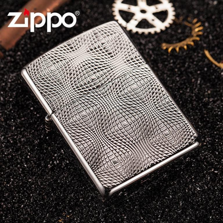 Zippo Chính Hãng Bạc Họa Tiết Kẻ Nổi 3D