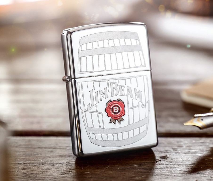Zippo Chính Hãng Bạc Khắc Logo Hãng Rượu Jim Beam