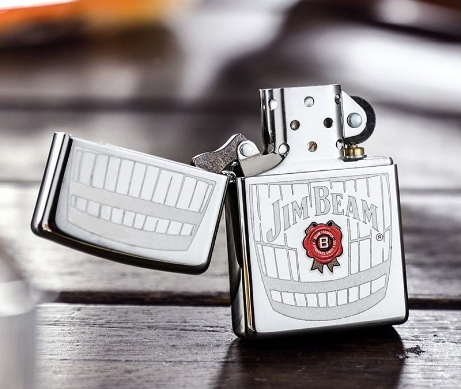 Zippo Chính Hãng Bạc Khắc Logo Hãng Rượu Jim Beam