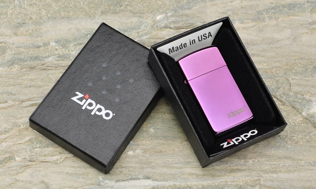 Bật Lửa Zippo Bản Nhỏ Sơn Màu Tím - Logo Zippo 28124ZL – Zippo Slim® High Polish Purple Zippo Logo