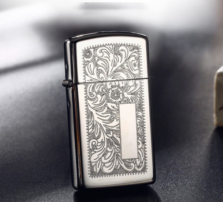 Bật Lửa Zippo Bản Nhỏ Chrome Hoa Văn Ý- Zippo Sku 1652 – Zippo Slim Venetian High Polish Chrome
