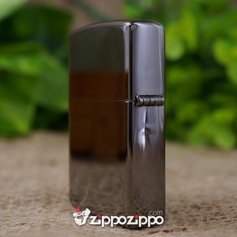 Zippo Màu Đen Bóng Khắc Phật Mạ Vàng