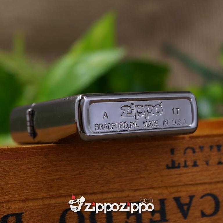 Zippo Màu Đen Bóng Khắc Phật Mạ Vàng