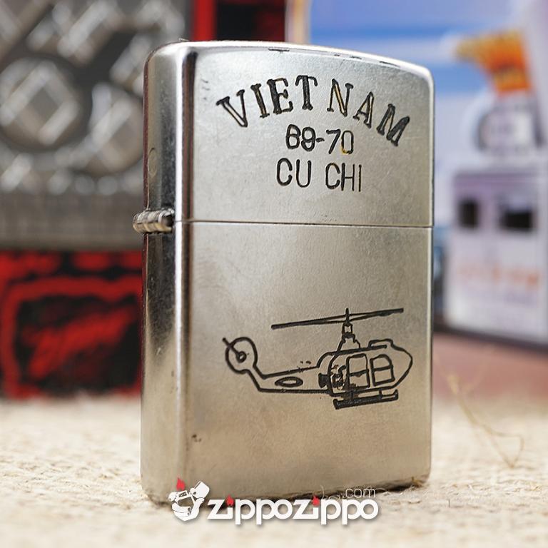 Bật lửa zippo chiến tranh việt nam sản xuất 2017 (máy bay Củ Chi)