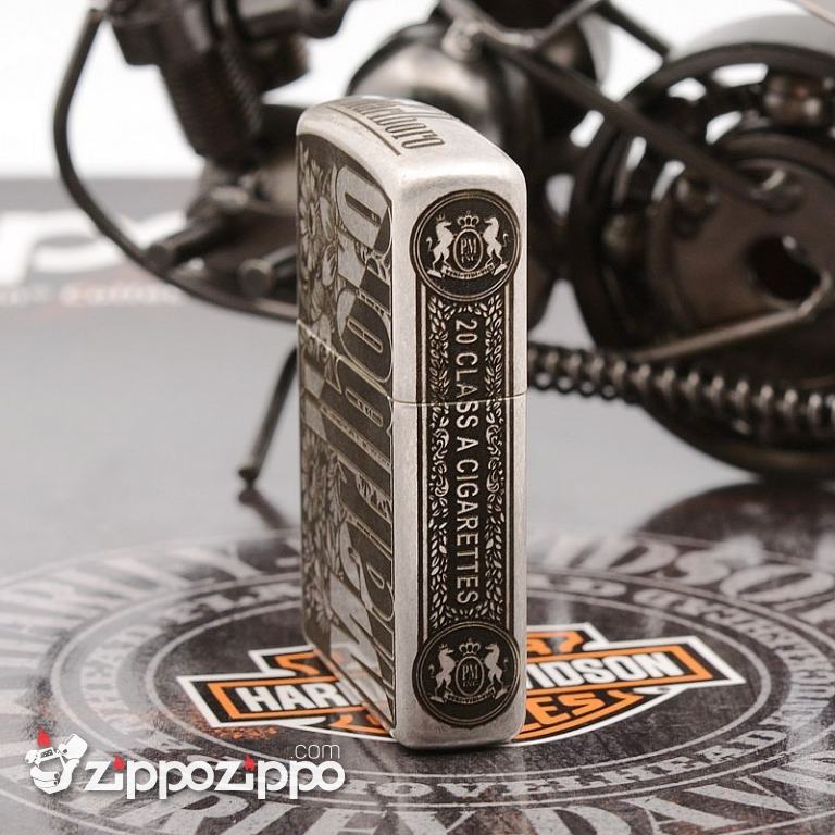 Zippo Chính Hãng Bạc Cổ Khắc Logo Marlboro