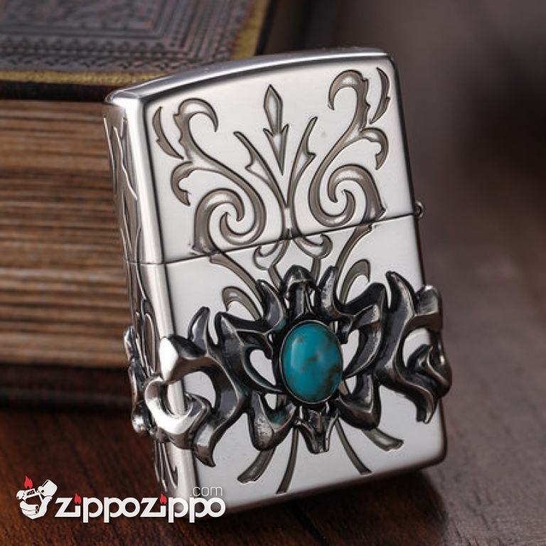 Bật Lửa Zippo Chính Hãng Họa Tiết Ấn Độ Đính Ngọc