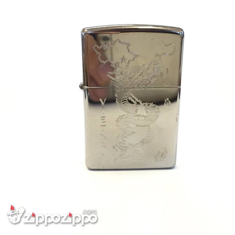 zippo khắc bản đồ việt nam có rồng quấn