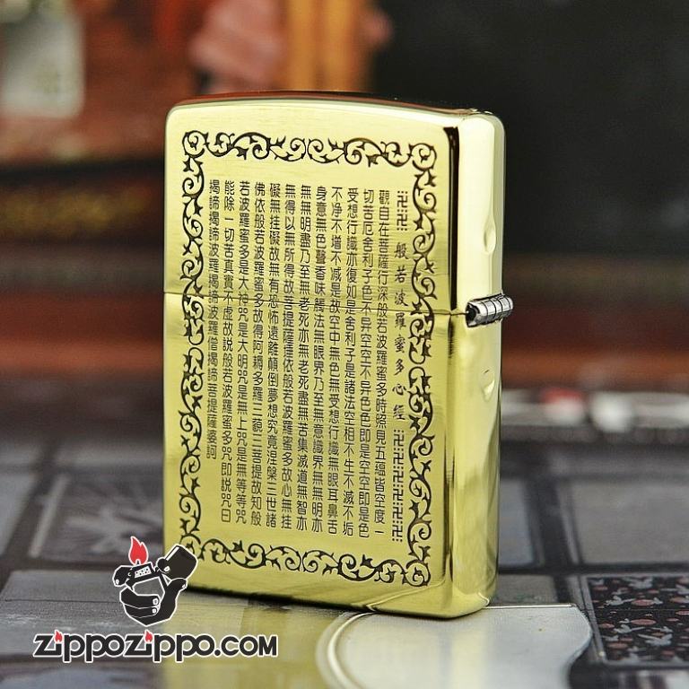 Bật lửa Zippo chất liệu đồng phiên bản bóng armor khắc Đức Phật Thích Ca Mâu Ni