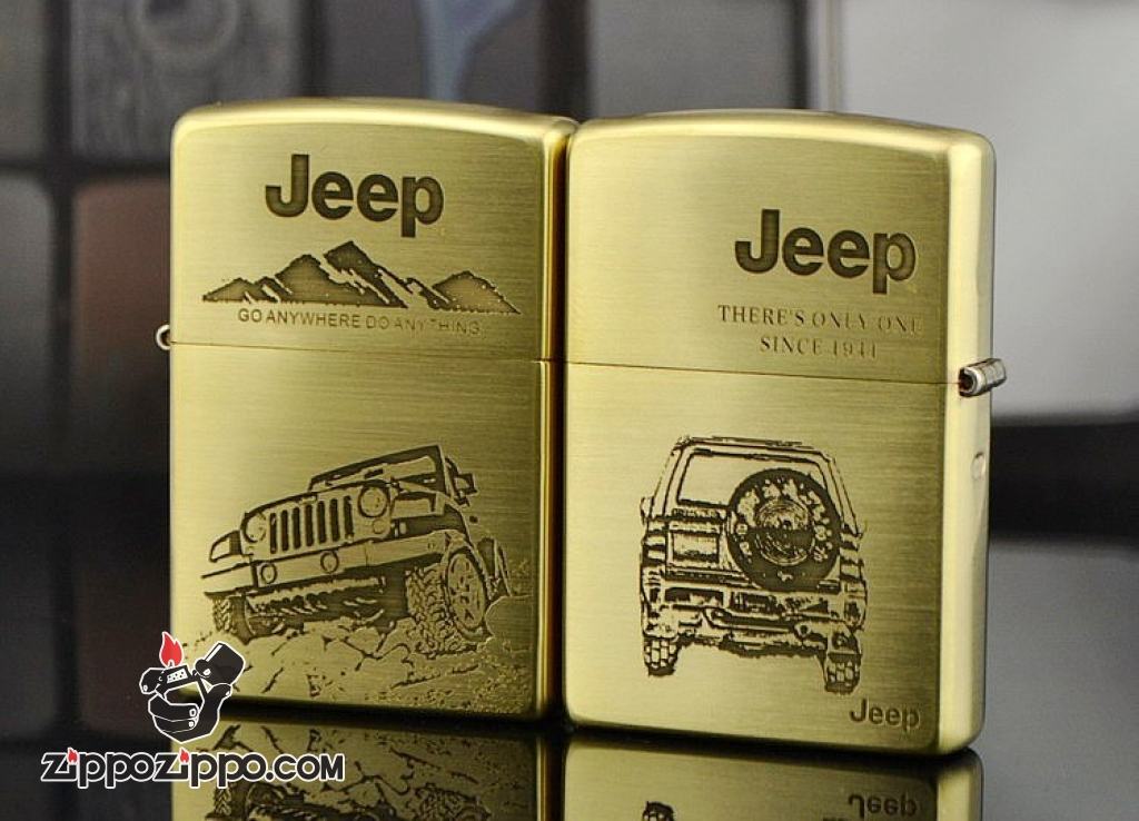 Zippo Chính Hãng Đồng Xước Khắc Hình Xe Jeep
