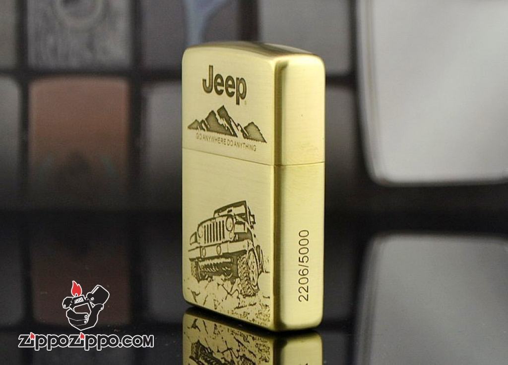 Zippo Chính Hãng Đồng Xước Khắc Hình Xe Jeep