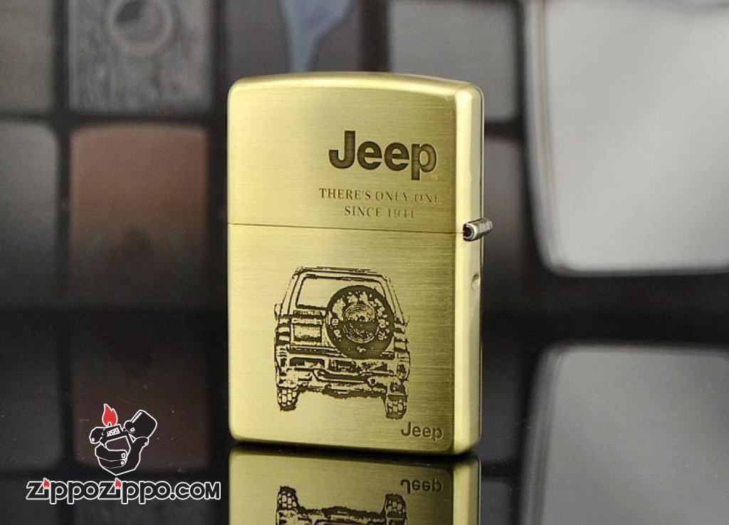 Zippo Chính Hãng Đồng Xước Khắc Hình Xe Jeep