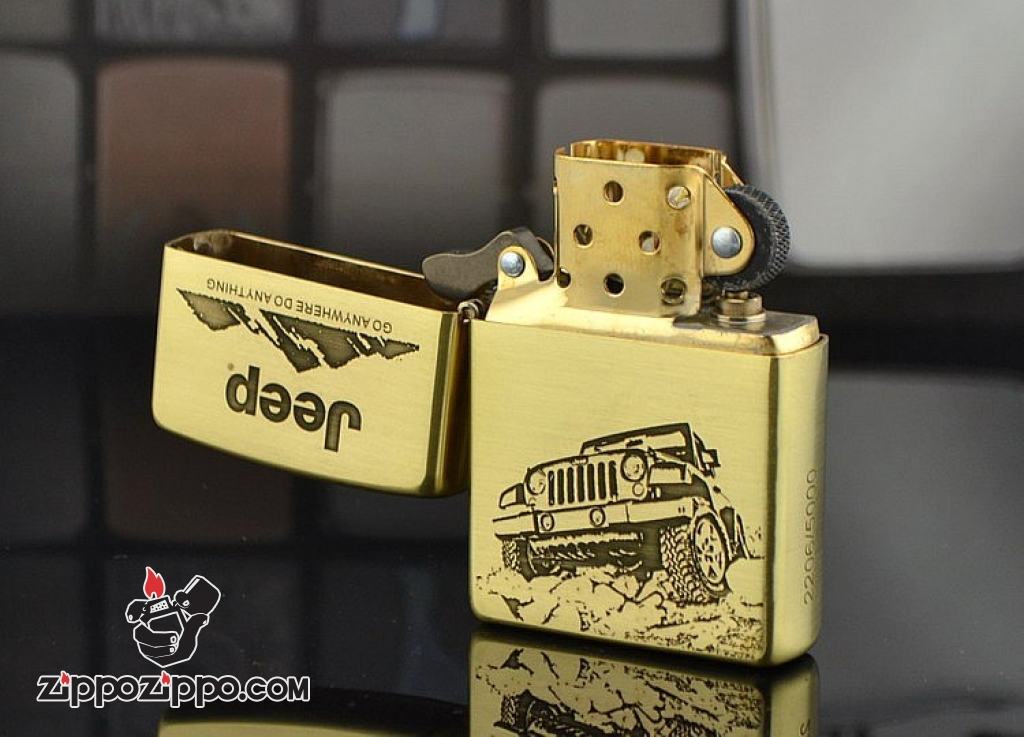 Zippo Chính Hãng Đồng Xước Khắc Hình Xe Jeep