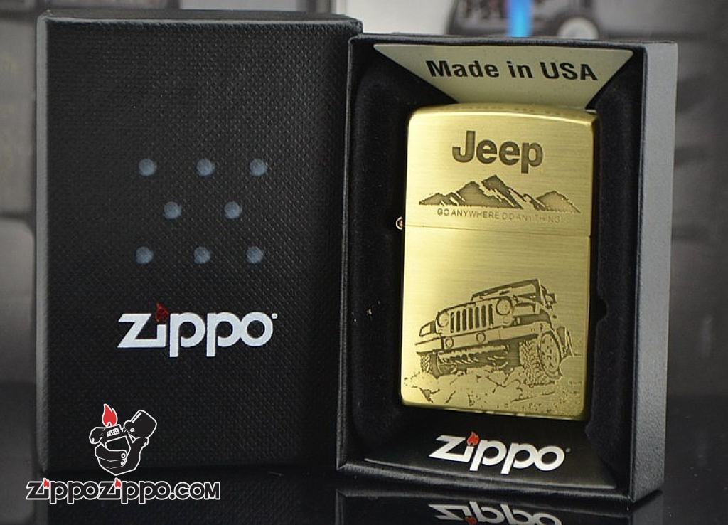 Zippo Chính Hãng Đồng Xước Khắc Hình Xe Jeep
