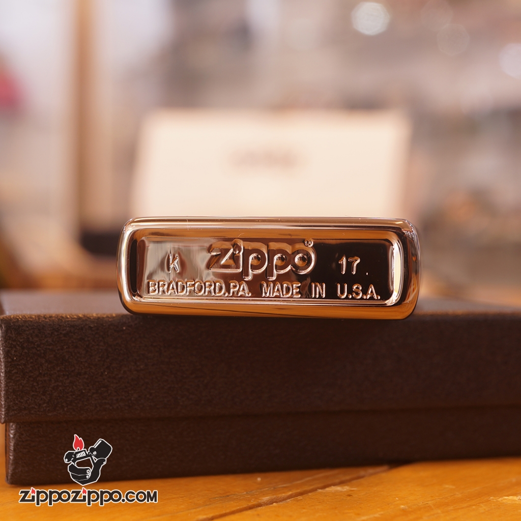 Zippo khắc phật mạ vàng mầu đen