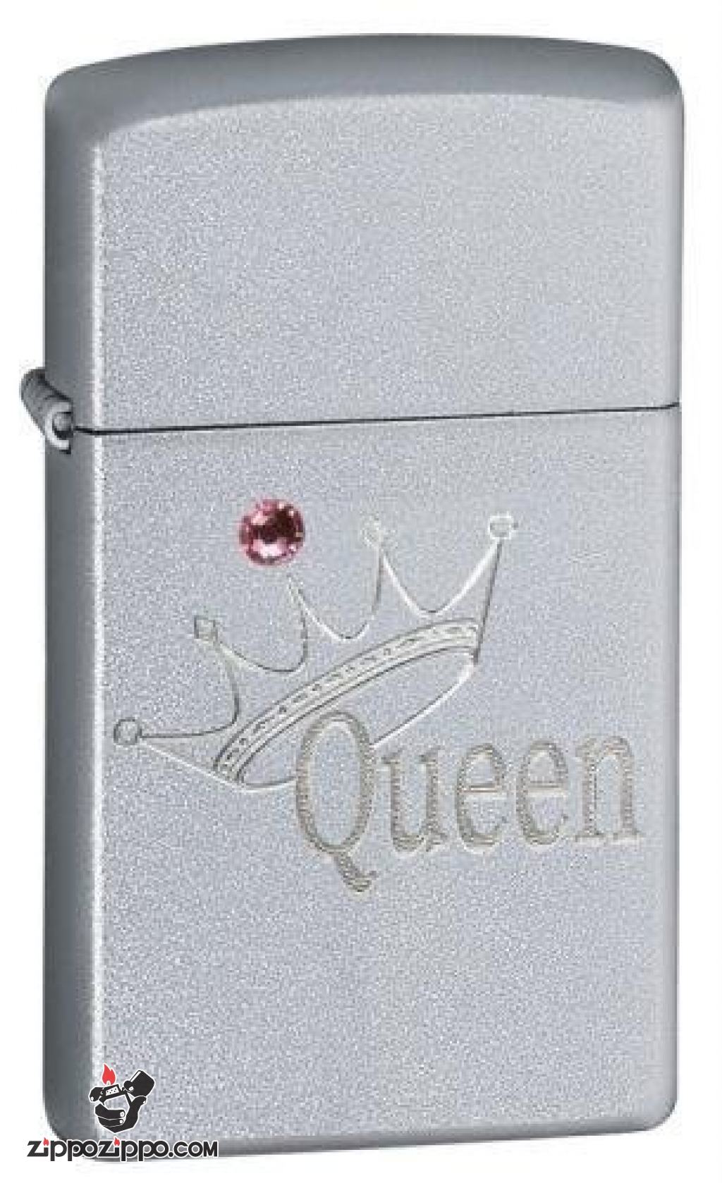Bật Lửa Zippo Bản Nhỏ Họa Tiết Vương Miện - SKU 24572 – Zippo Slim Queen