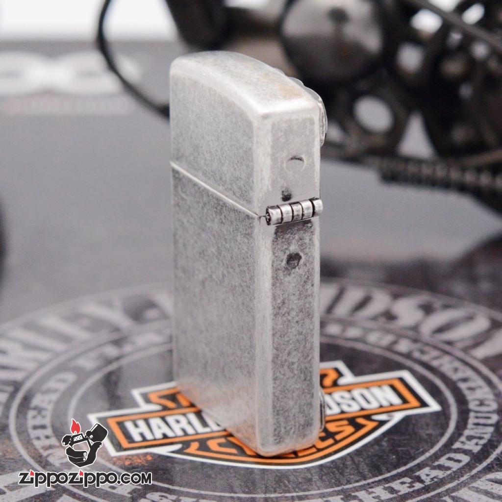 Zippo mạ bạc cổ khắc thánh giá bản slim