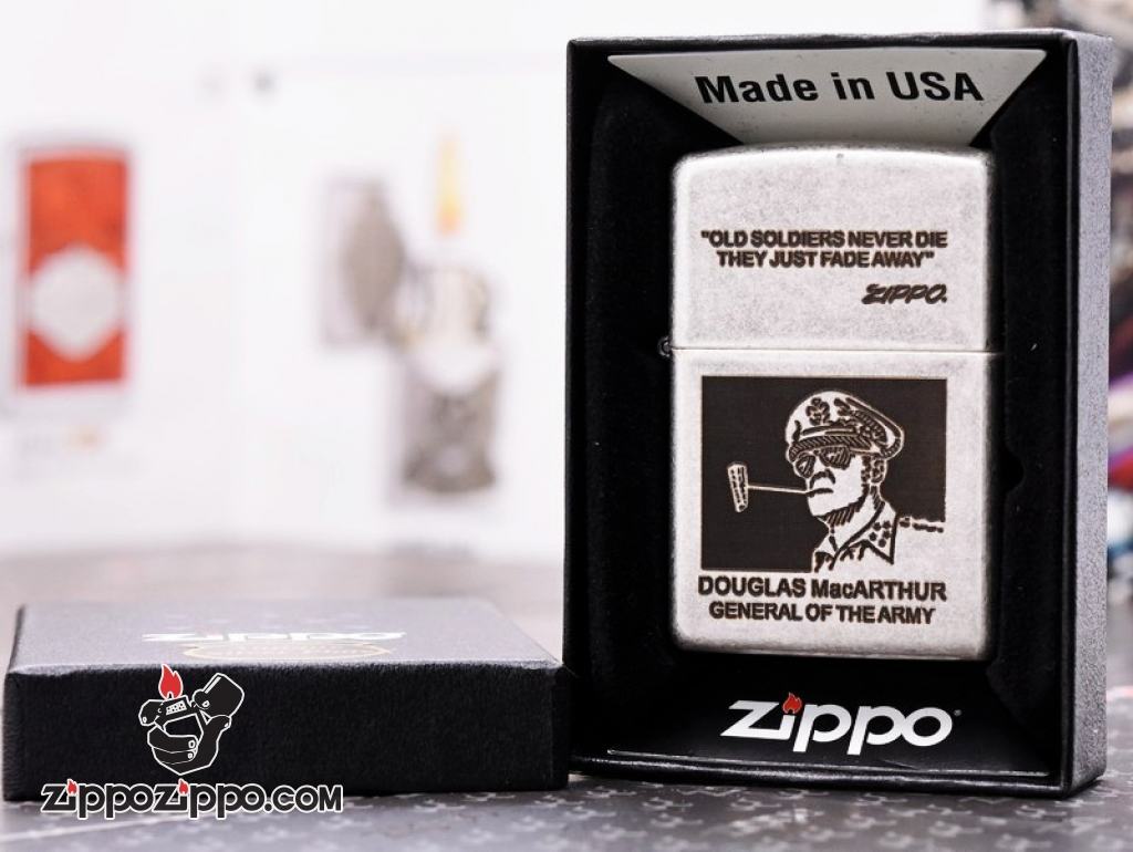 Bật lửa Zippo Chính Hãng Màu Đồng Cổ phiên bản MacArthur
