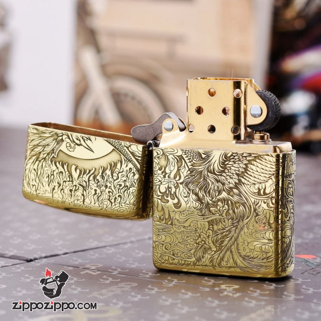 Bật Lửa Zippo Chính Hãng Phiên Bản Armor Chạm Khắc Chim Phượng Hoàng